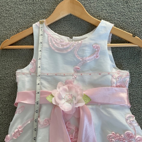 Flower Girl, Party, Princess, Halloween Dress Size 8 White Pink Floral Sash - Picture 15 of 16